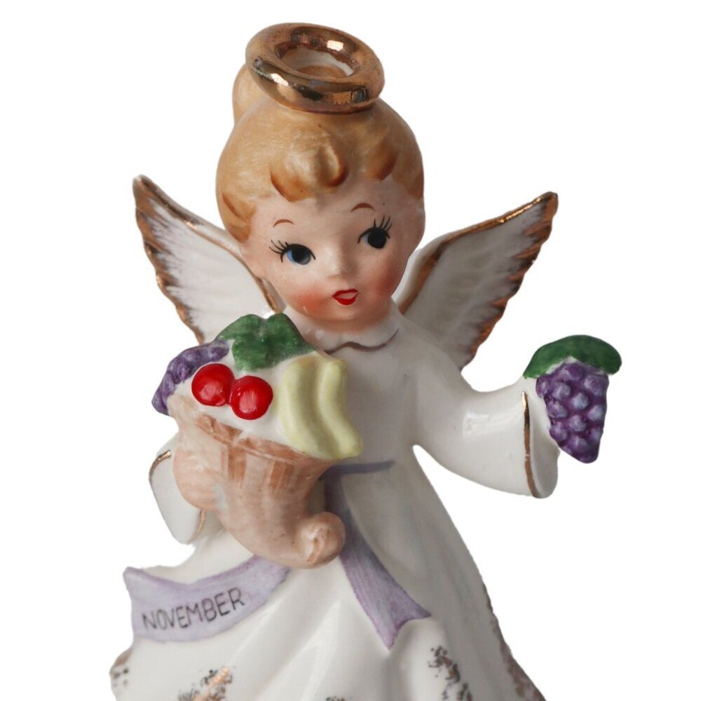 Vintage 1960s November Birthday Angel of the Month Ceramic Figurine 5" Japan - Picture 2 of 7